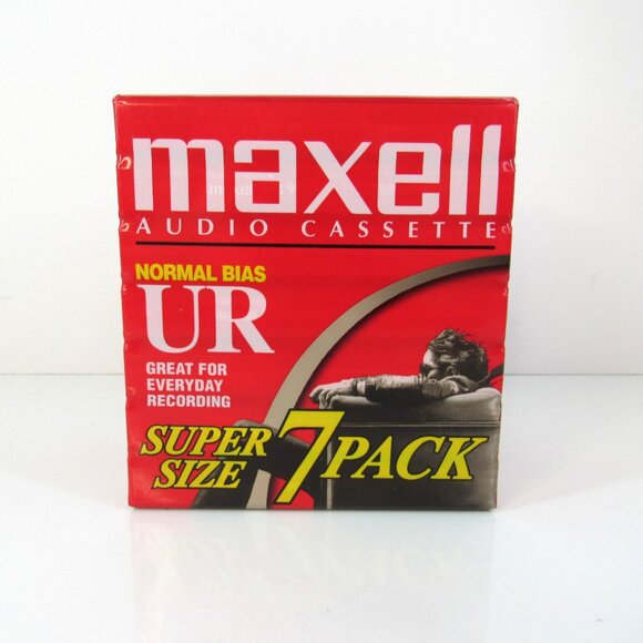 Maxell Audio Cassette Normal Bias UR90 7 Pack Super Size IEC Type 1 New - Picture 1 of 6